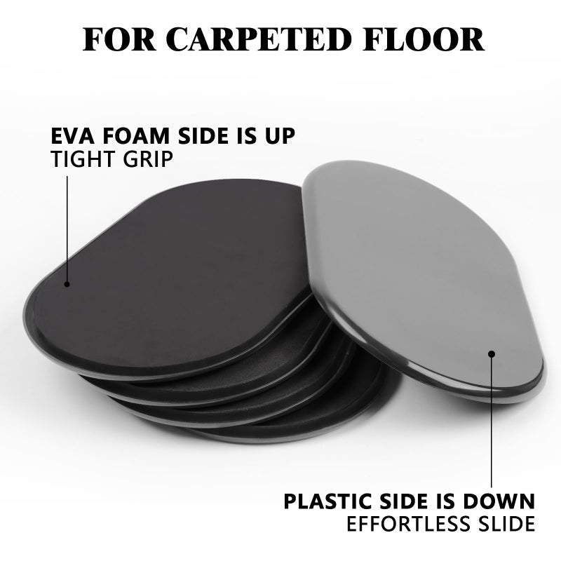 Kayzn Furniture Slider, 3-1/2"" x 6"" Oval Heavy-Duty Furniture Movers, Reusable Carpet Sliders for Furniture, Heavy Furniture Moving Pads Moving Sliders - Protect The Surface of The Carpet (8 Pack) - Image 3
